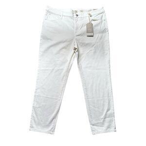 Coldwater Creek Womens 18P Slim Leg Jeans Ivory Mid Rise Stretch Denim NWT